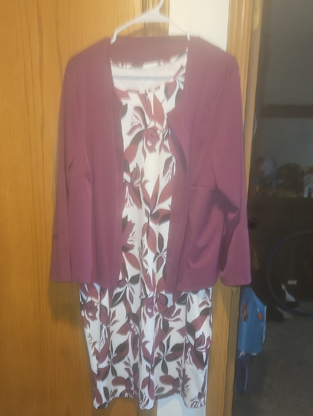 SHEIN Plum Floral Dress with Plum Jacket